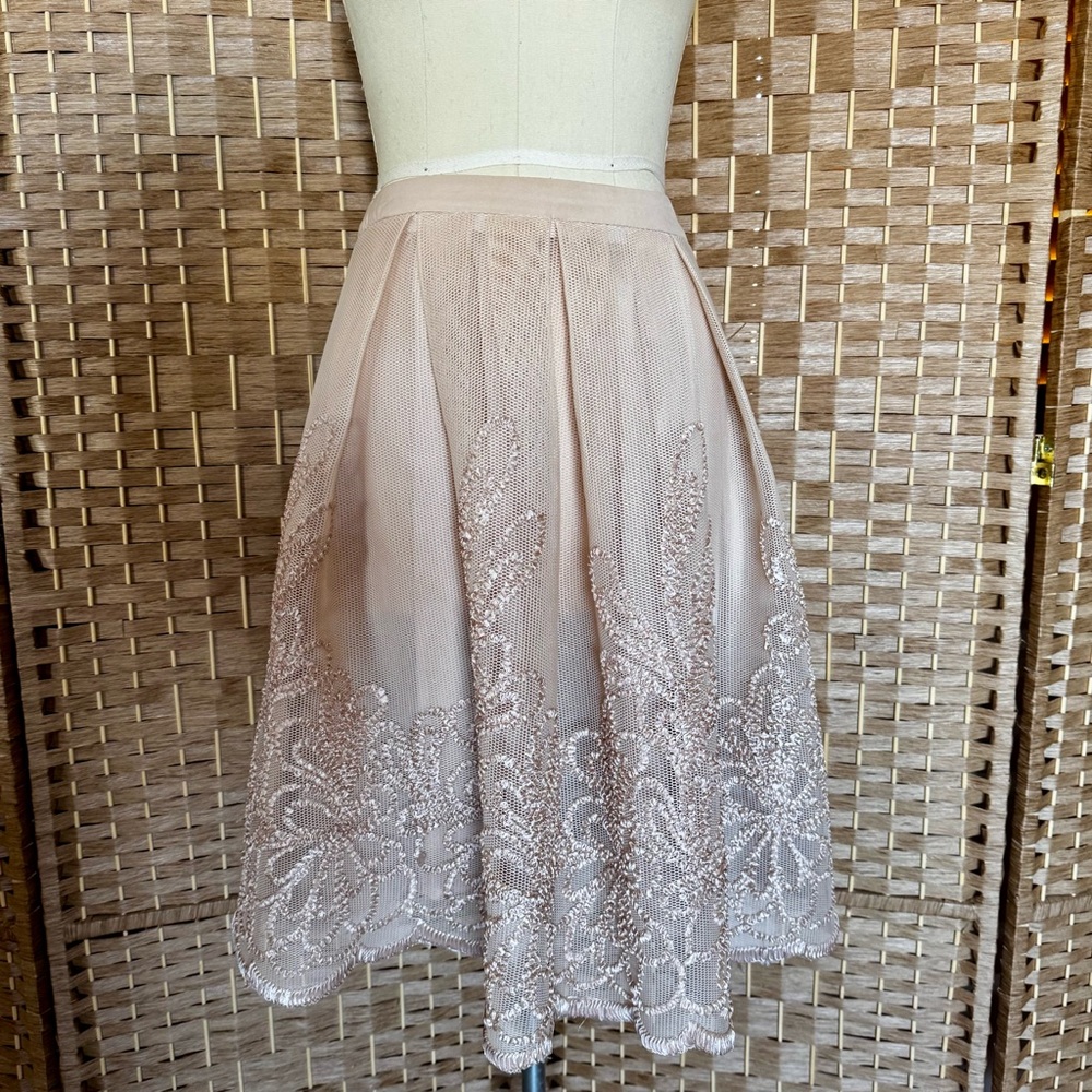 endless rose blush toned soutache embroidered skirt M - Picture 2 of 12